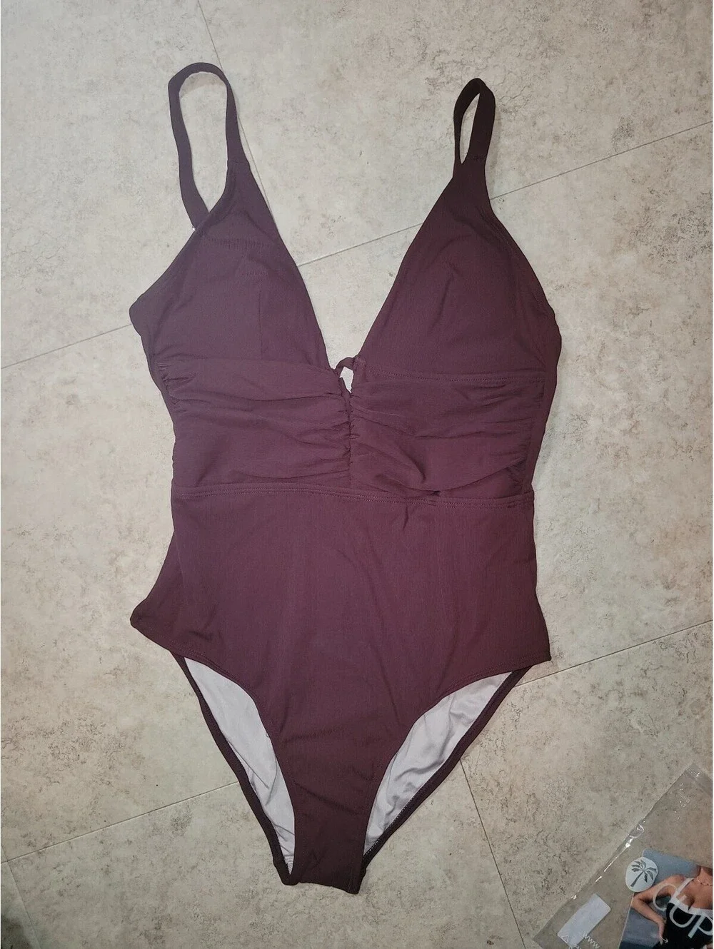 CUPSHE Bayou Tummy Control One-Piece Swimsuit Size M Burgandy/Maroon NWT [COPY]